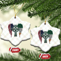 Patriotic Irish American Cross Ceramic Ornament St Patricks Day Religious Gift