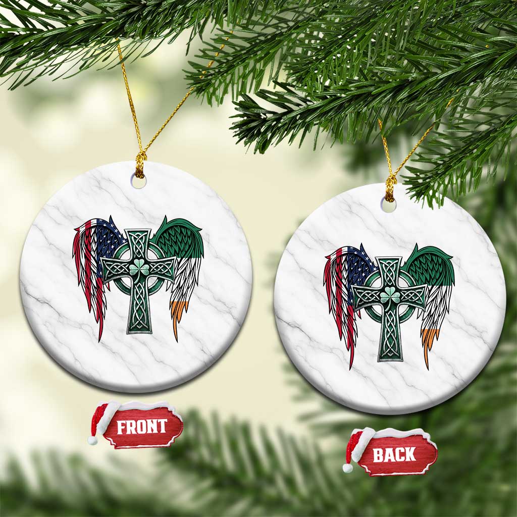 Patriotic Irish American Cross Ceramic Ornament St Patricks Day Religious Gift