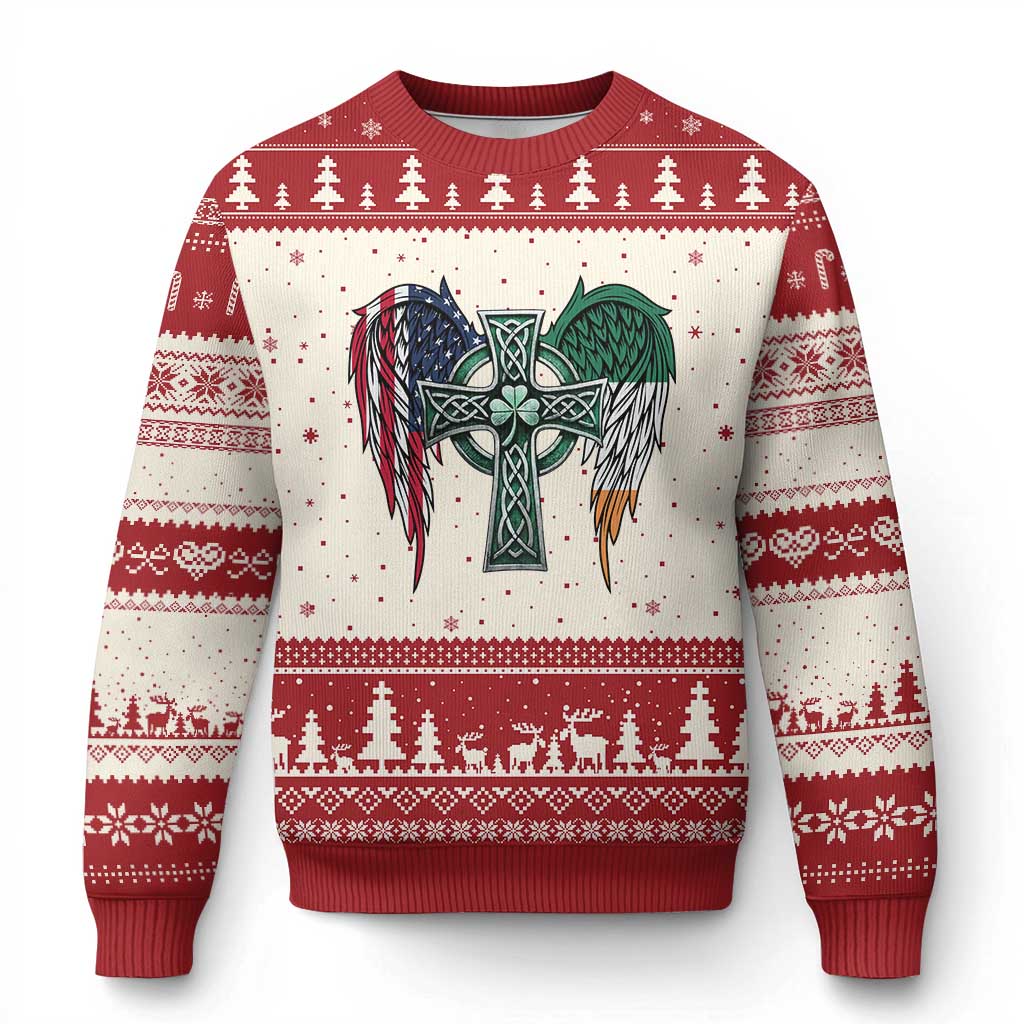 Patriotic Irish American Cross Ugly Christmas Sweater St Patricks Day Religious Gift