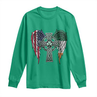 Patriotic Irish American Cross Long Sleeve Shirt St Patricks Day Religious Gift