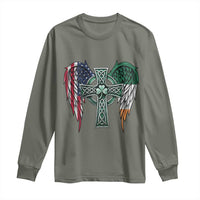 Patriotic Irish American Cross Long Sleeve Shirt St Patricks Day Religious Gift