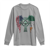 Patriotic Irish American Cross Long Sleeve Shirt St Patricks Day Religious Gift