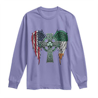 Patriotic Irish American Cross Long Sleeve Shirt St Patricks Day Religious Gift