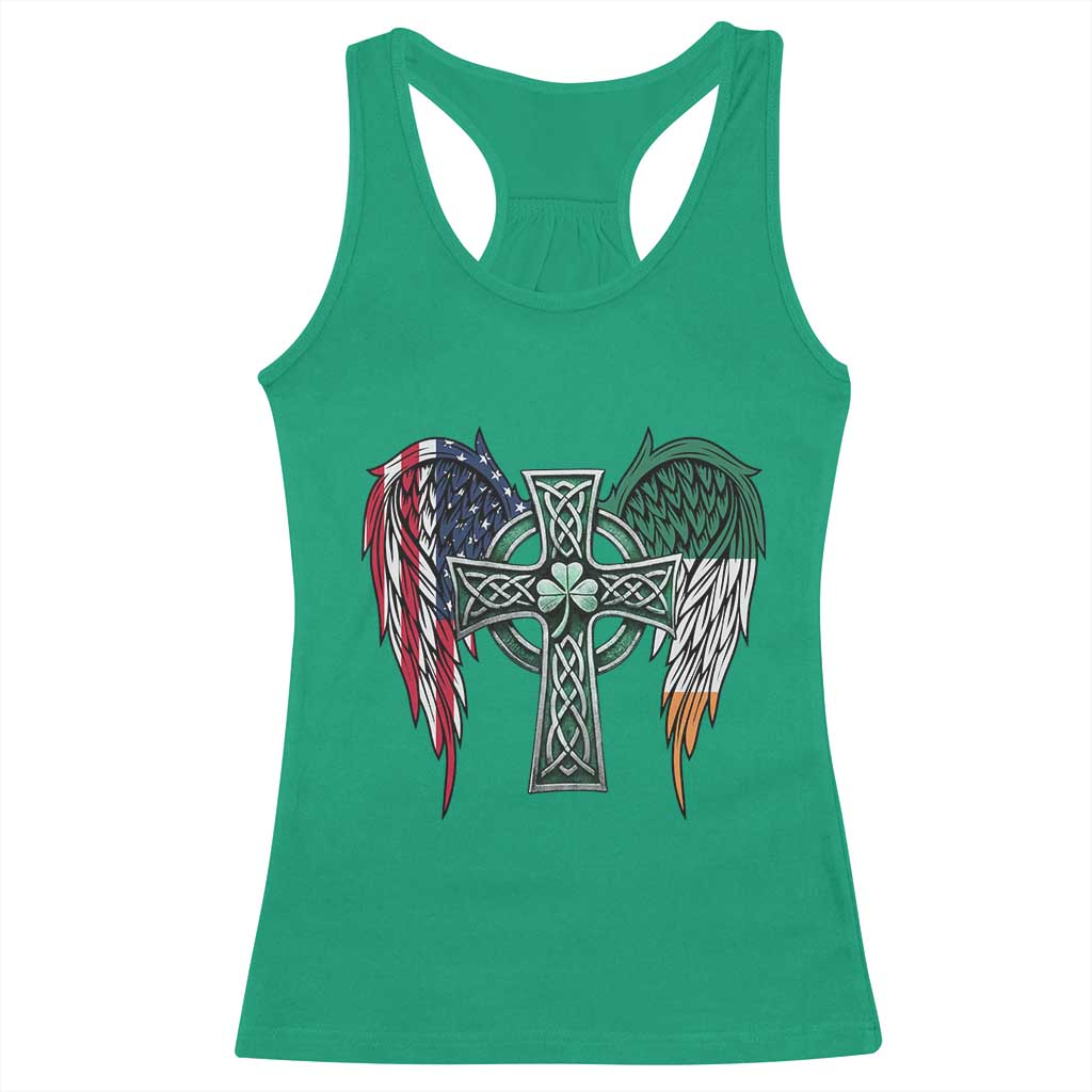 Patriotic Irish American Cross Racerback Tank Top St Patricks Day Religious Gift
