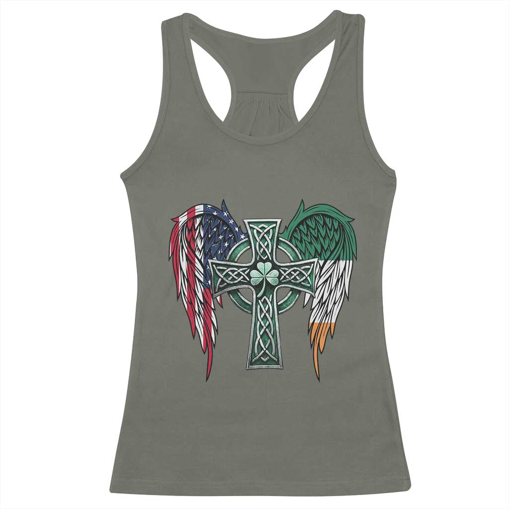 Patriotic Irish American Cross Racerback Tank Top St Patricks Day Religious Gift