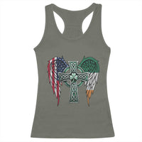 Patriotic Irish American Cross Racerback Tank Top St Patricks Day Religious Gift