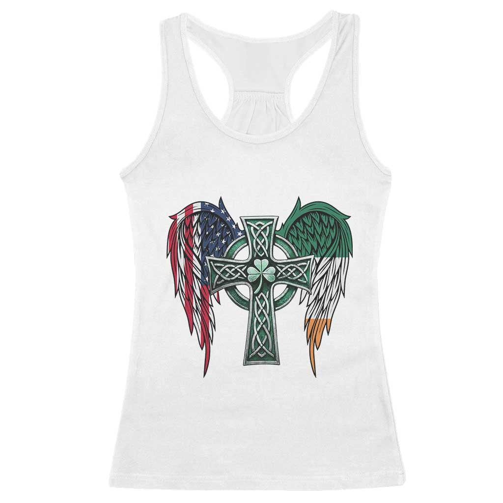 Patriotic Irish American Cross Racerback Tank Top St Patricks Day Religious Gift