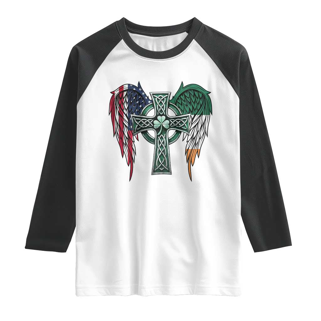 Patriotic Irish American Cross Raglan Shirt St Patricks Day Religious Gift