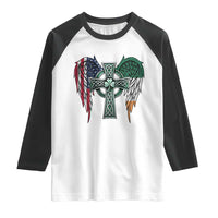 Patriotic Irish American Cross Raglan Shirt St Patricks Day Religious Gift