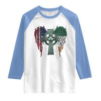 Patriotic Irish American Cross Raglan Shirt St Patricks Day Religious Gift
