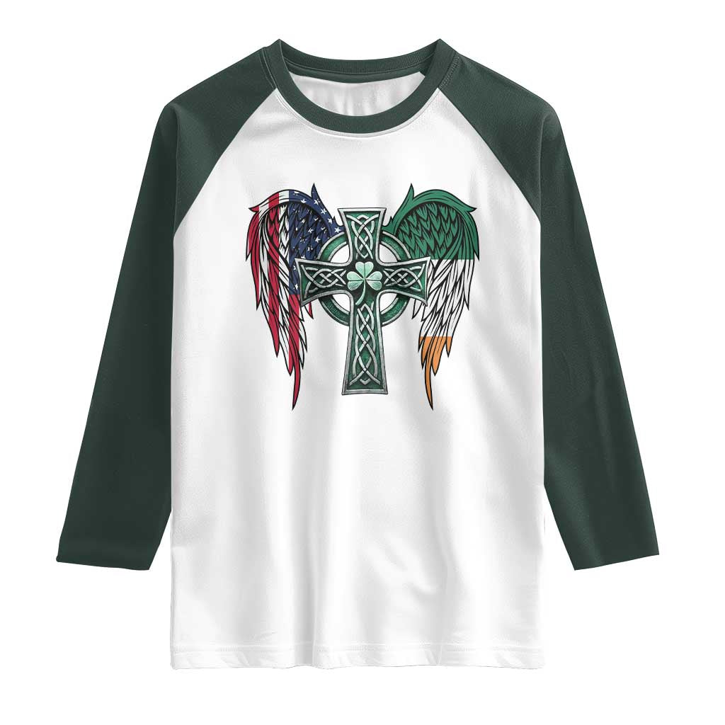 Patriotic Irish American Cross Raglan Shirt St Patricks Day Religious Gift