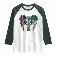 Patriotic Irish American Cross Raglan Shirt St Patricks Day Religious Gift