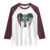 Patriotic Irish American Cross Raglan Shirt St Patricks Day Religious Gift