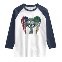 Patriotic Irish American Cross Raglan Shirt St Patricks Day Religious Gift