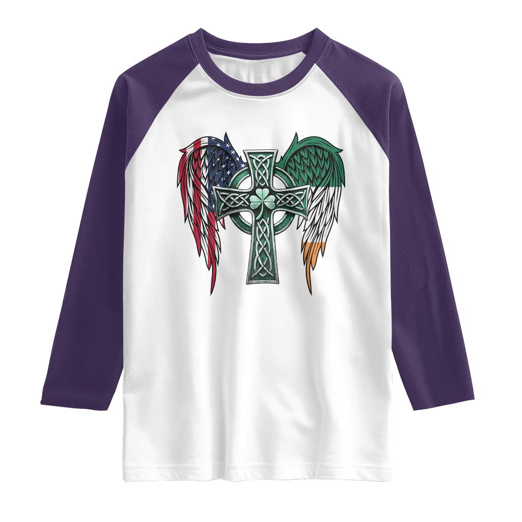 Patriotic Irish American Cross Raglan Shirt St Patricks Day Religious Gift