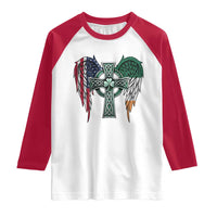 Patriotic Irish American Cross Raglan Shirt St Patricks Day Religious Gift