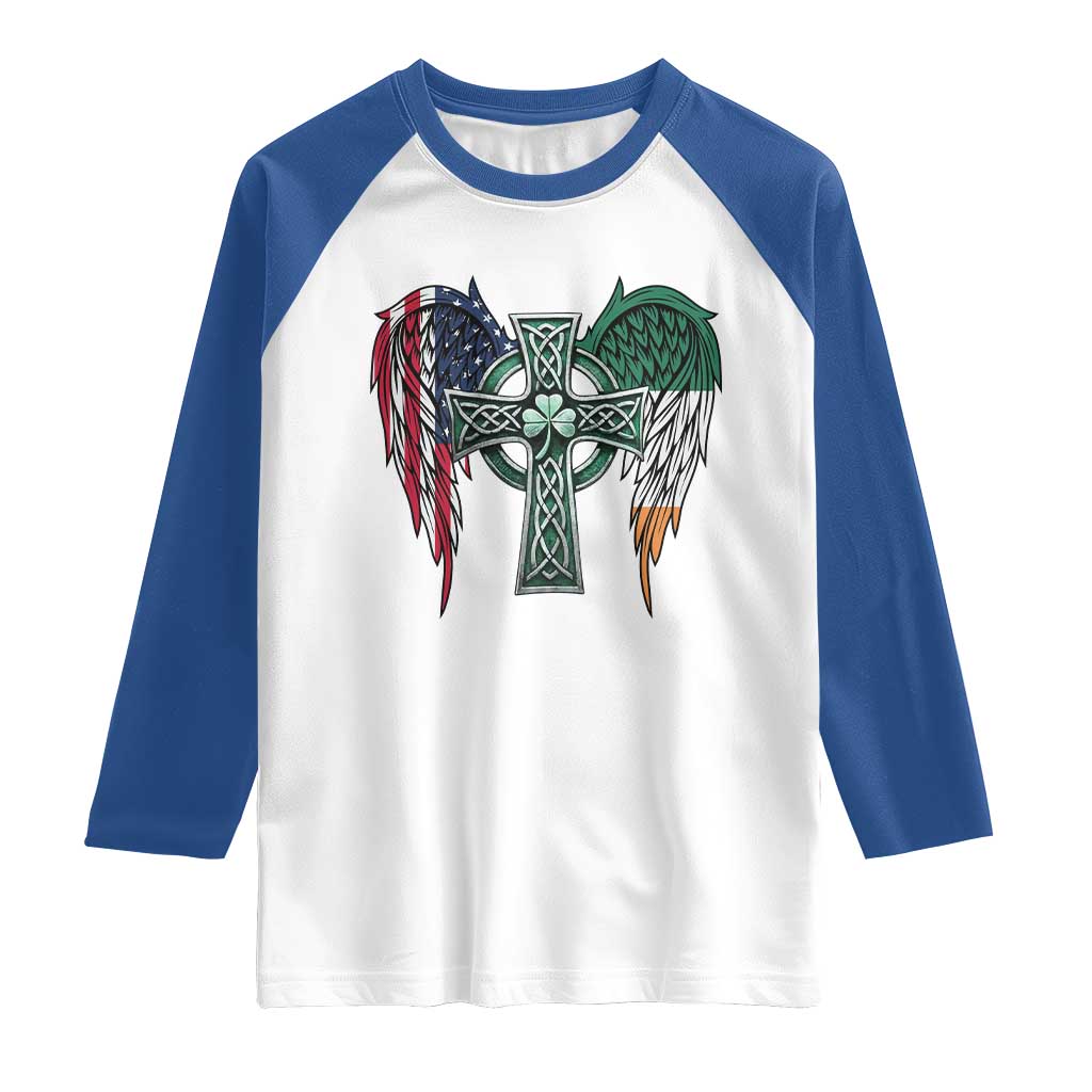 Patriotic Irish American Cross Raglan Shirt St Patricks Day Religious Gift