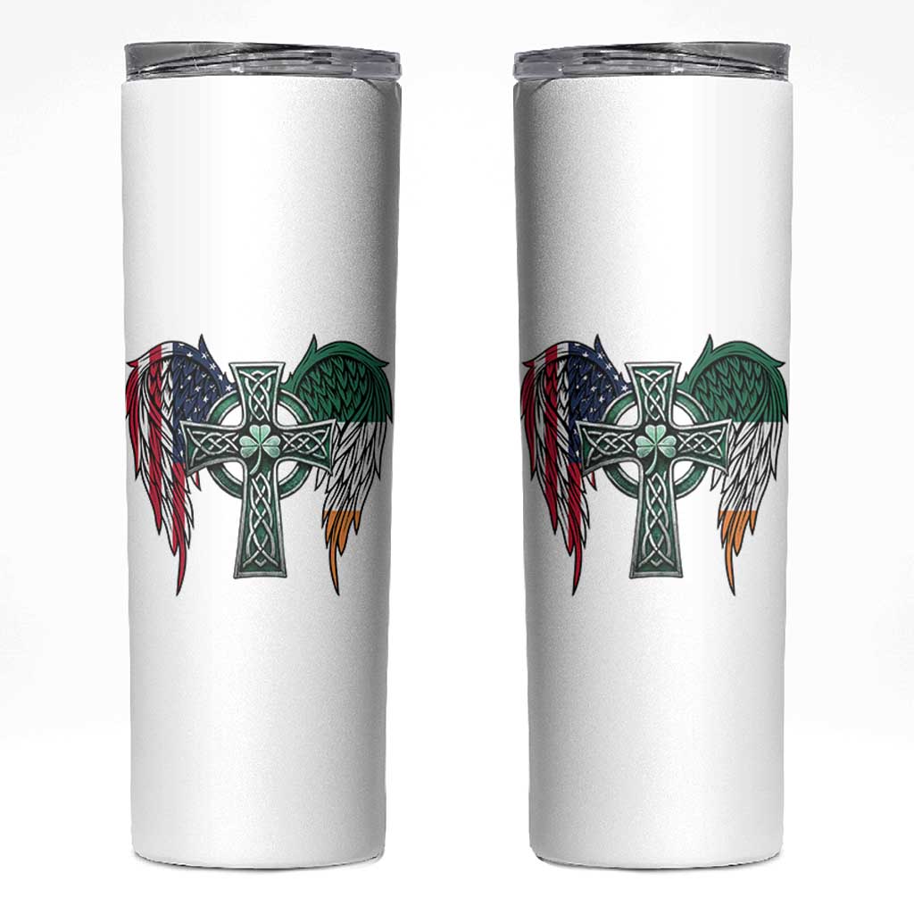 Patriotic Irish American Cross Skinny Tumbler St Patricks Day Religious Gift