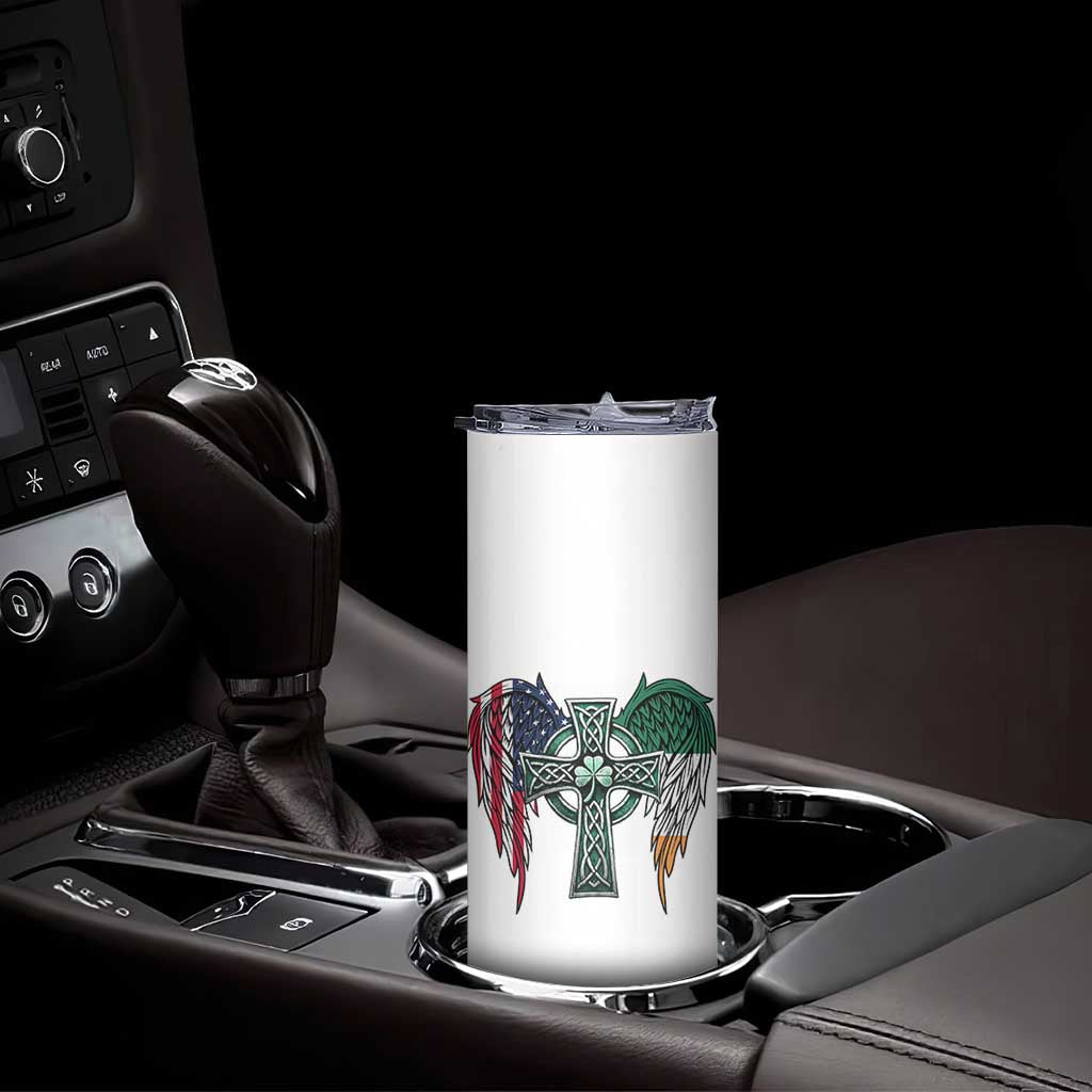 Patriotic Irish American Cross Skinny Tumbler St Patricks Day Religious Gift