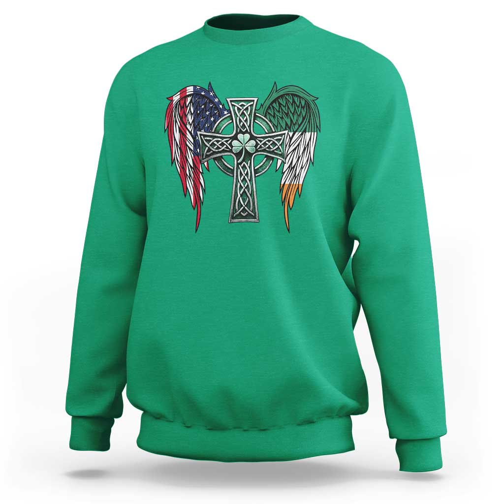 Patriotic Irish American Cross Sweatshirt St Patricks Day Religious Gift