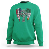 Patriotic Irish American Cross Sweatshirt St Patricks Day Religious Gift