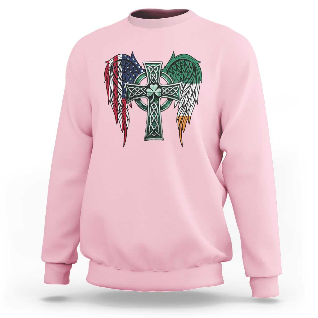 Patriotic Irish American Cross Sweatshirt St Patricks Day Religious Gift