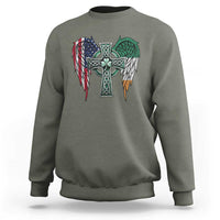 Patriotic Irish American Cross Sweatshirt St Patricks Day Religious Gift
