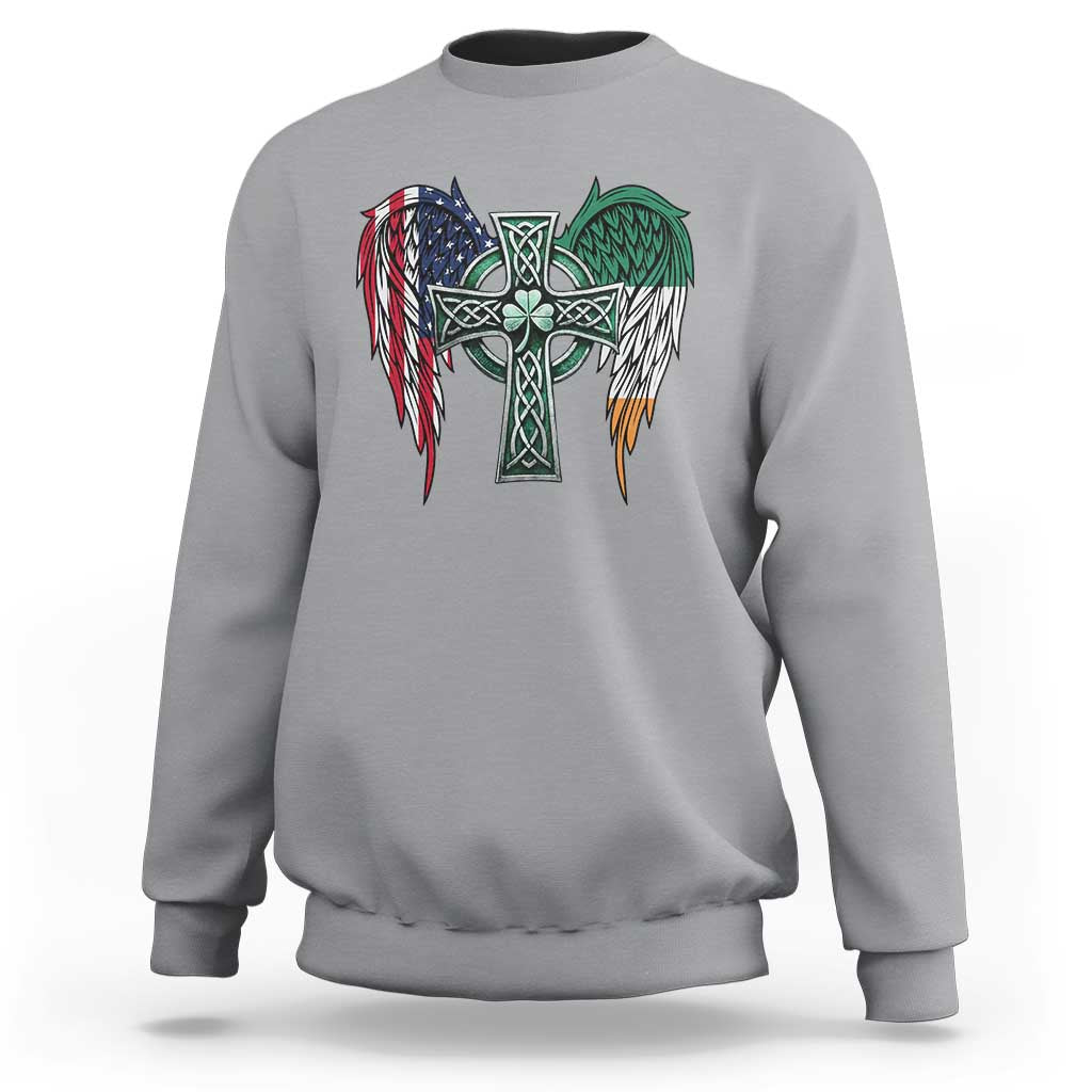 Patriotic Irish American Cross Sweatshirt St Patricks Day Religious Gift