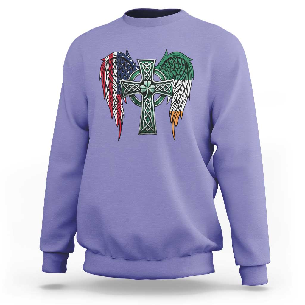 Patriotic Irish American Cross Sweatshirt St Patricks Day Religious Gift