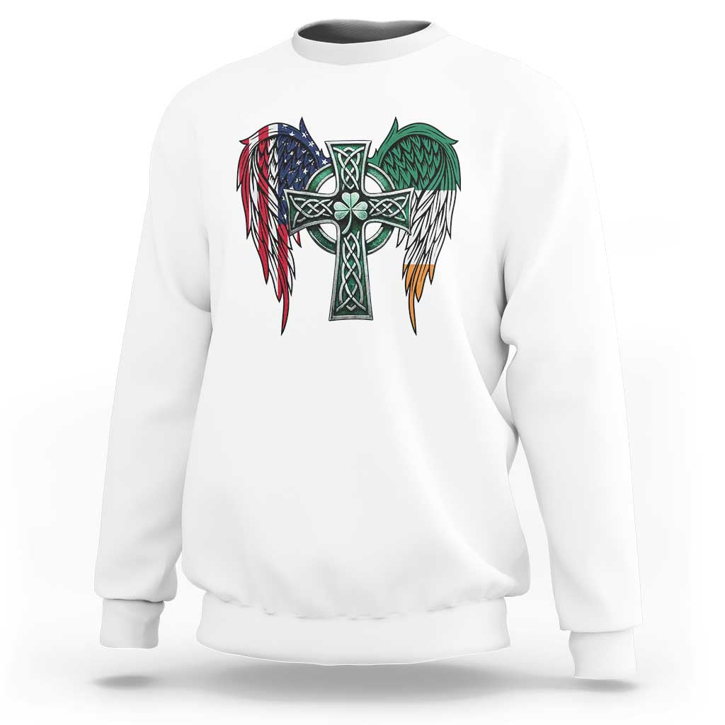 Patriotic Irish American Cross Sweatshirt St Patricks Day Religious Gift