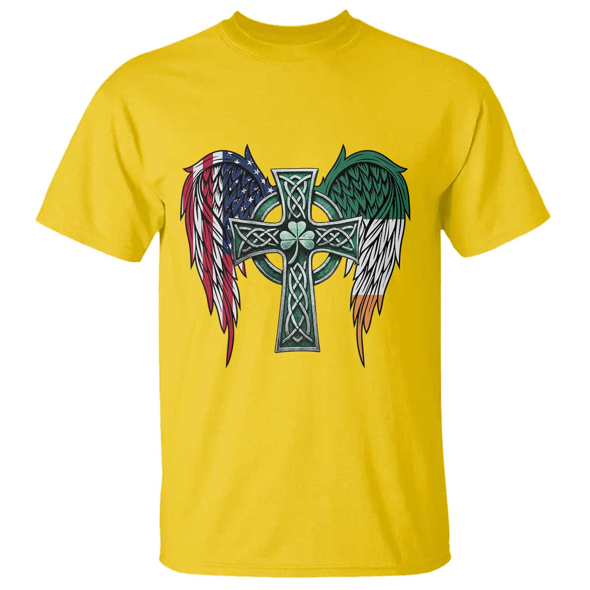 Patriotic Irish American Cross T Shirt St Patricks Day Religious Gift