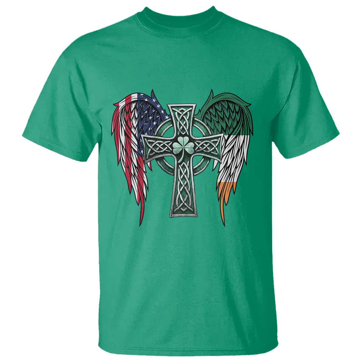 Patriotic Irish American Cross T Shirt St Patricks Day Religious Gift