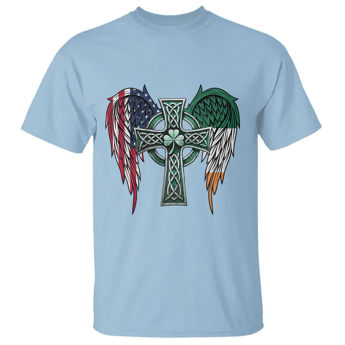 Patriotic Irish American Cross T Shirt St Patricks Day Religious Gift
