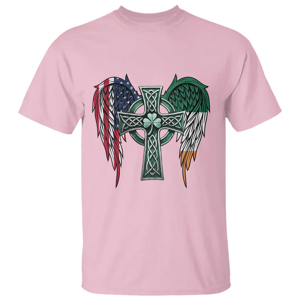Patriotic Irish American Cross T Shirt St Patricks Day Religious Gift