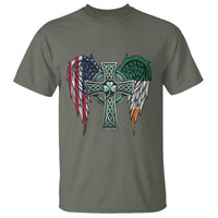 Patriotic Irish American Cross T Shirt St Patricks Day Religious Gift