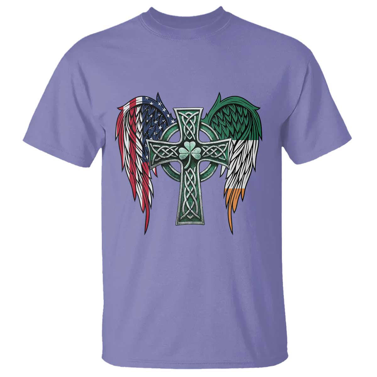Patriotic Irish American Cross T Shirt St Patricks Day Religious Gift