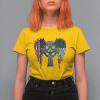Patriotic Irish American Cross T Shirt For Women St Patricks Day Religious Gift