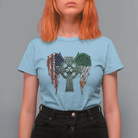 Patriotic Irish American Cross T Shirt For Women St Patricks Day Religious Gift