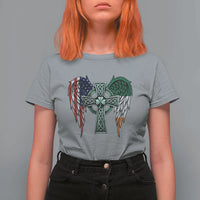 Patriotic Irish American Cross T Shirt For Women St Patricks Day Religious Gift