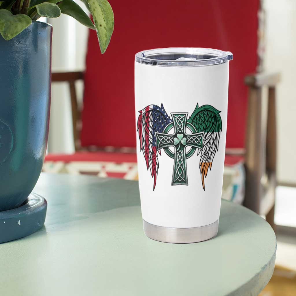 Patriotic Irish American Cross Tumbler Cup St Patricks Day Religious Gift