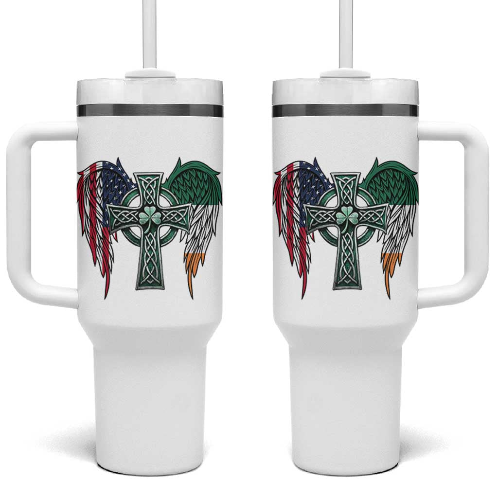 Patriotic Irish American Cross Tumbler With Handle St Patricks Day Religious Gift