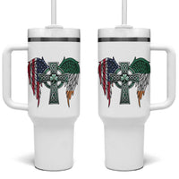 Patriotic Irish American Cross Tumbler With Handle St Patricks Day Religious Gift
