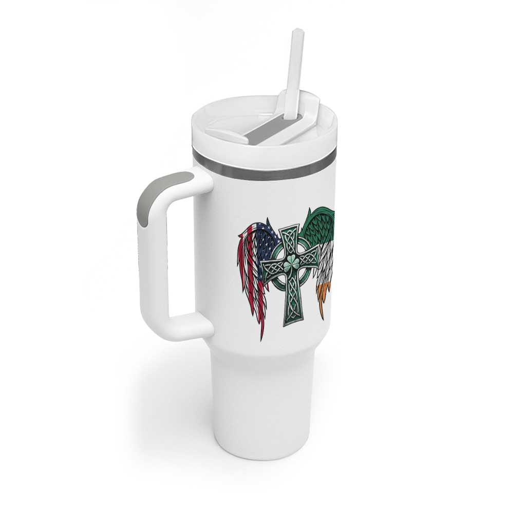 Patriotic Irish American Cross Tumbler With Handle St Patricks Day Religious Gift