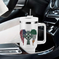 Patriotic Irish American Cross Tumbler With Handle St Patricks Day Religious Gift