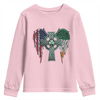 Patriotic Irish American Cross Youth Sweatshirt St Patricks Day Religious Gift