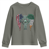 Patriotic Irish American Cross Youth Sweatshirt St Patricks Day Religious Gift