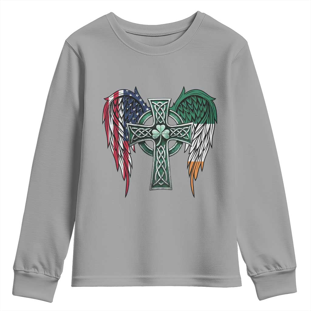Patriotic Irish American Cross Youth Sweatshirt St Patricks Day Religious Gift