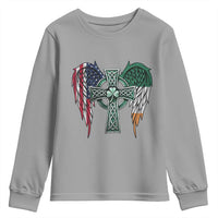 Patriotic Irish American Cross Youth Sweatshirt St Patricks Day Religious Gift