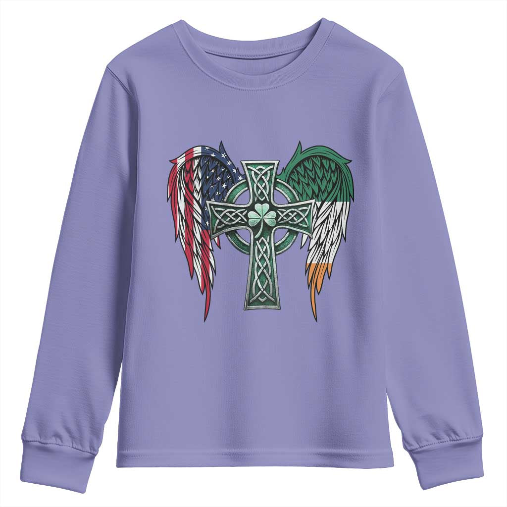 Patriotic Irish American Cross Youth Sweatshirt St Patricks Day Religious Gift