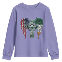 Patriotic Irish American Cross Youth Sweatshirt St Patricks Day Religious Gift